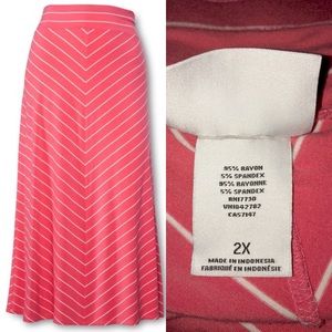 NWOT Ava & Viv Coral White Chevron Maxi Skirt